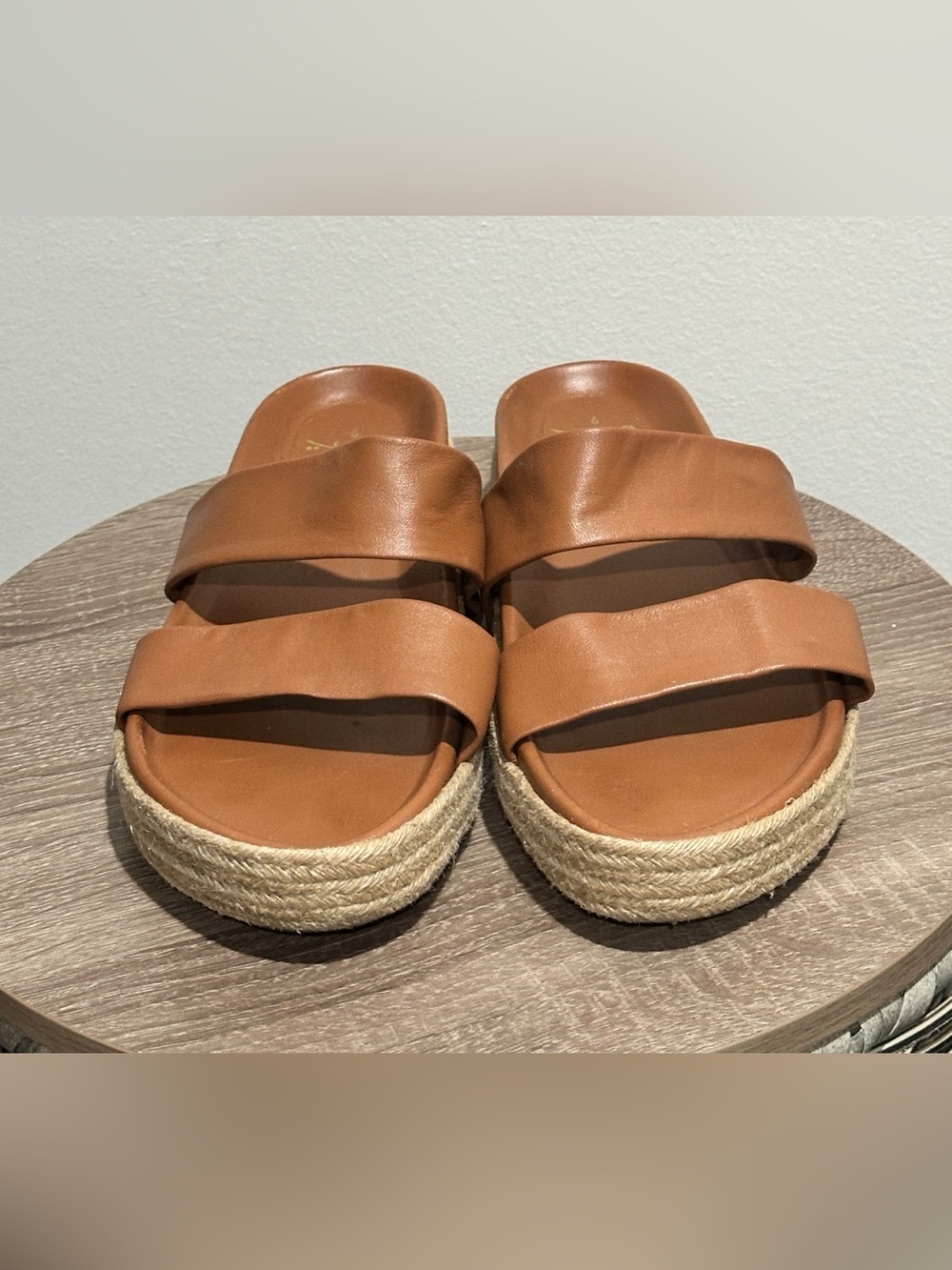 Beek Twinspot Platform Sandal Tan Leather Slide - Picture 5 of 11